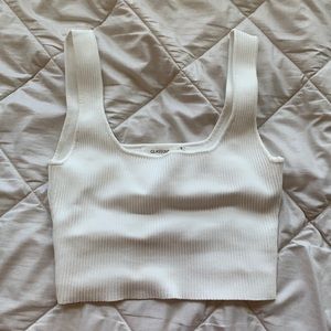 White square neck tank top